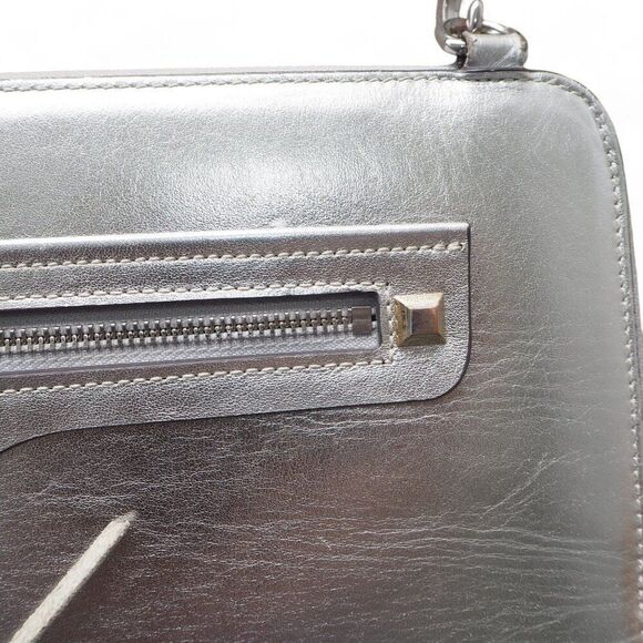 Rebecca Minkoff 13" Regan Laptop Computer Sleeve Crossbody Bag Metallic Silver - Picture 9 of 10